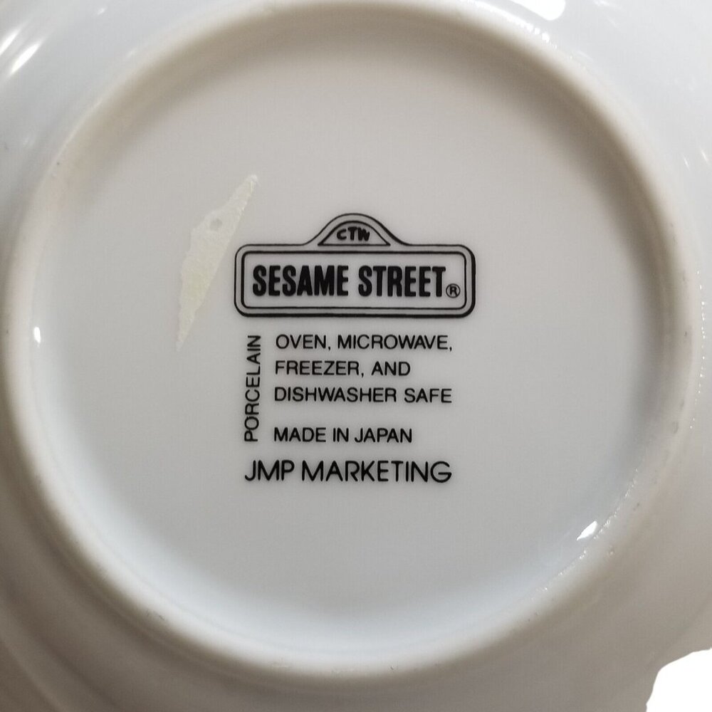 Sesame Street Childs Plate Bowl Porcelain Cookie Monster 2 pc set Vintage - Picture 8 of 9